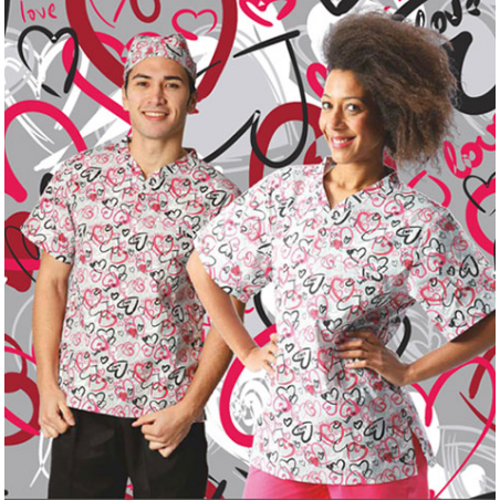 https://www.ropadetrabajo.com: OUTLET Casaca Sanitaria Estampado Corazones Workteam