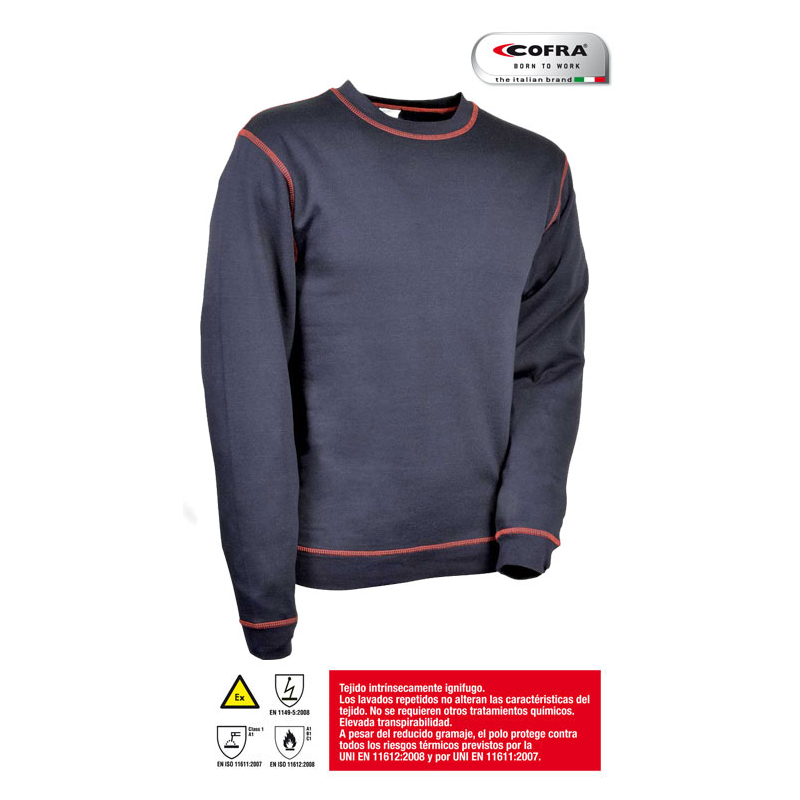 https://www.ropadetrabajo.com: Sudadera ignífuga y antiestática Colima Cofra