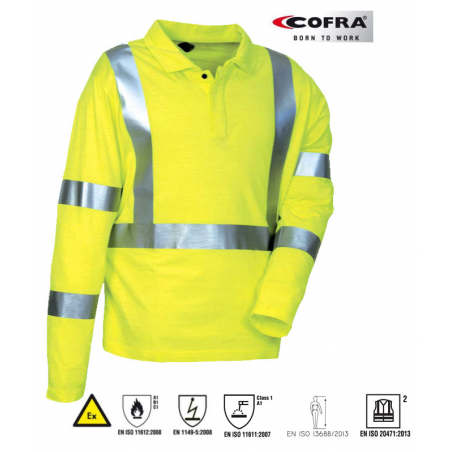 https://www.ropadetrabajo.com: Polo de alta visibilidad ignífugo y antiestático Arica Cofra
