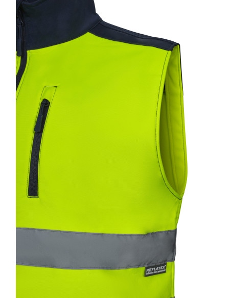 https://www.ropadetrabajo.com: Chaleco softshell bicolor alta visibilidad Velilla