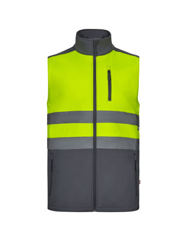 https://www.ropadetrabajo.com: Chaleco softshell bicolor alta visibilidad Velilla